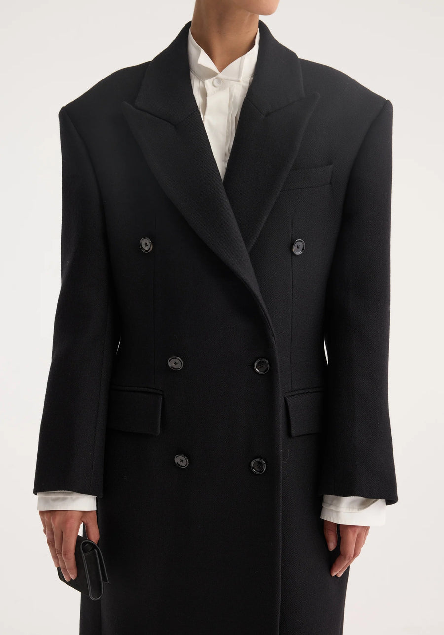 Hourglass Wool Coat Black