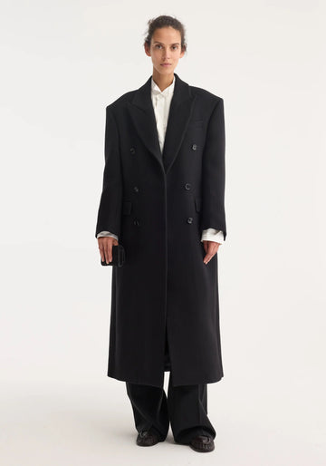 Hourglass Wool Coat Black
