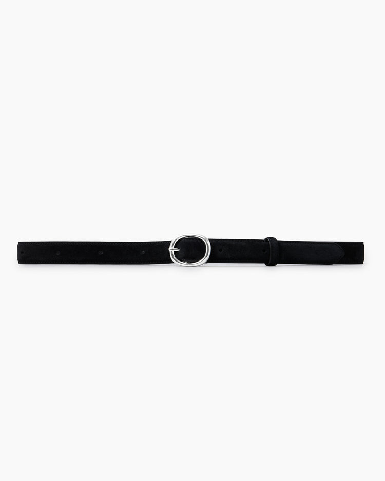 The Wyatt Wide Belt - Silver Black Suede
