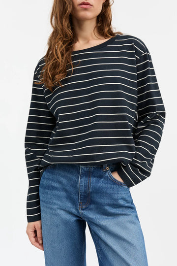 Loui Oversized Blouse Navy/White