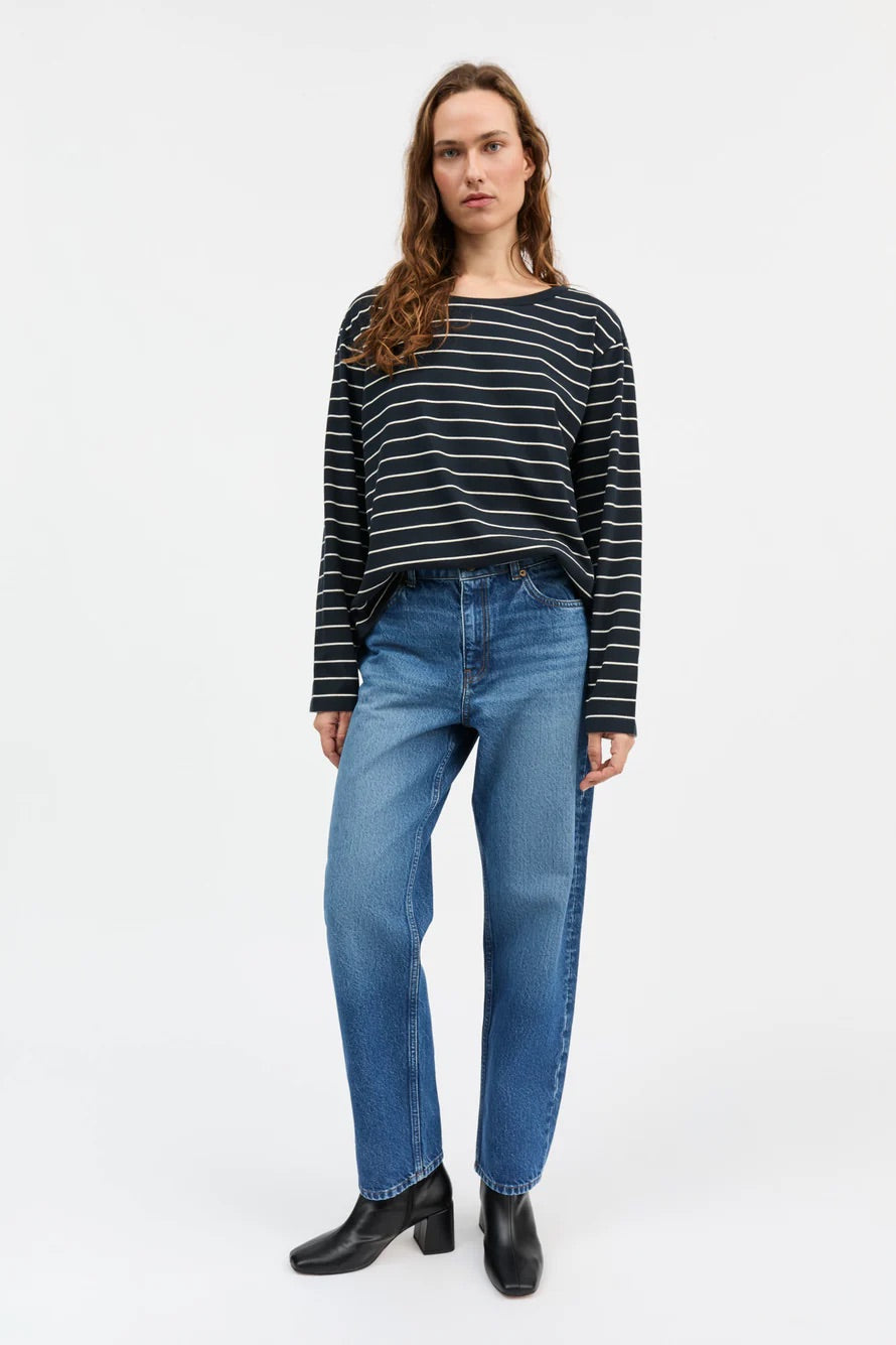Loui Oversized Blouse Navy/White
