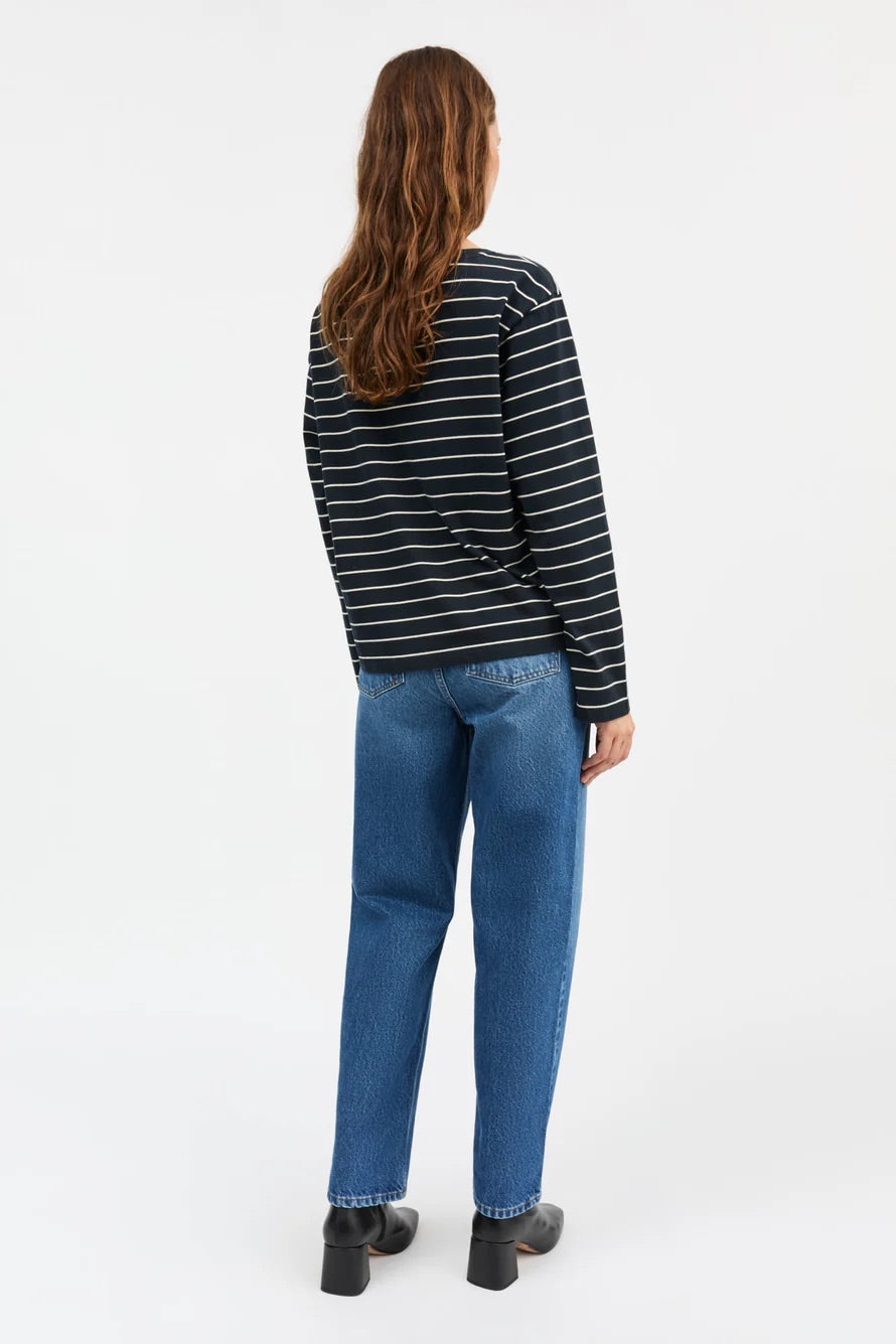 Loui Oversized Blouse Navy/White