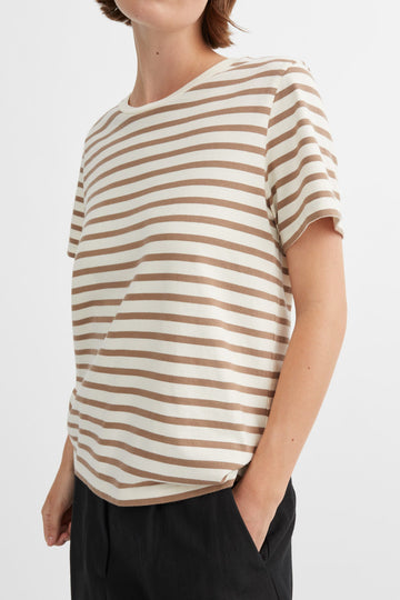 Loui Regular Tee Light Brown/White Stripe