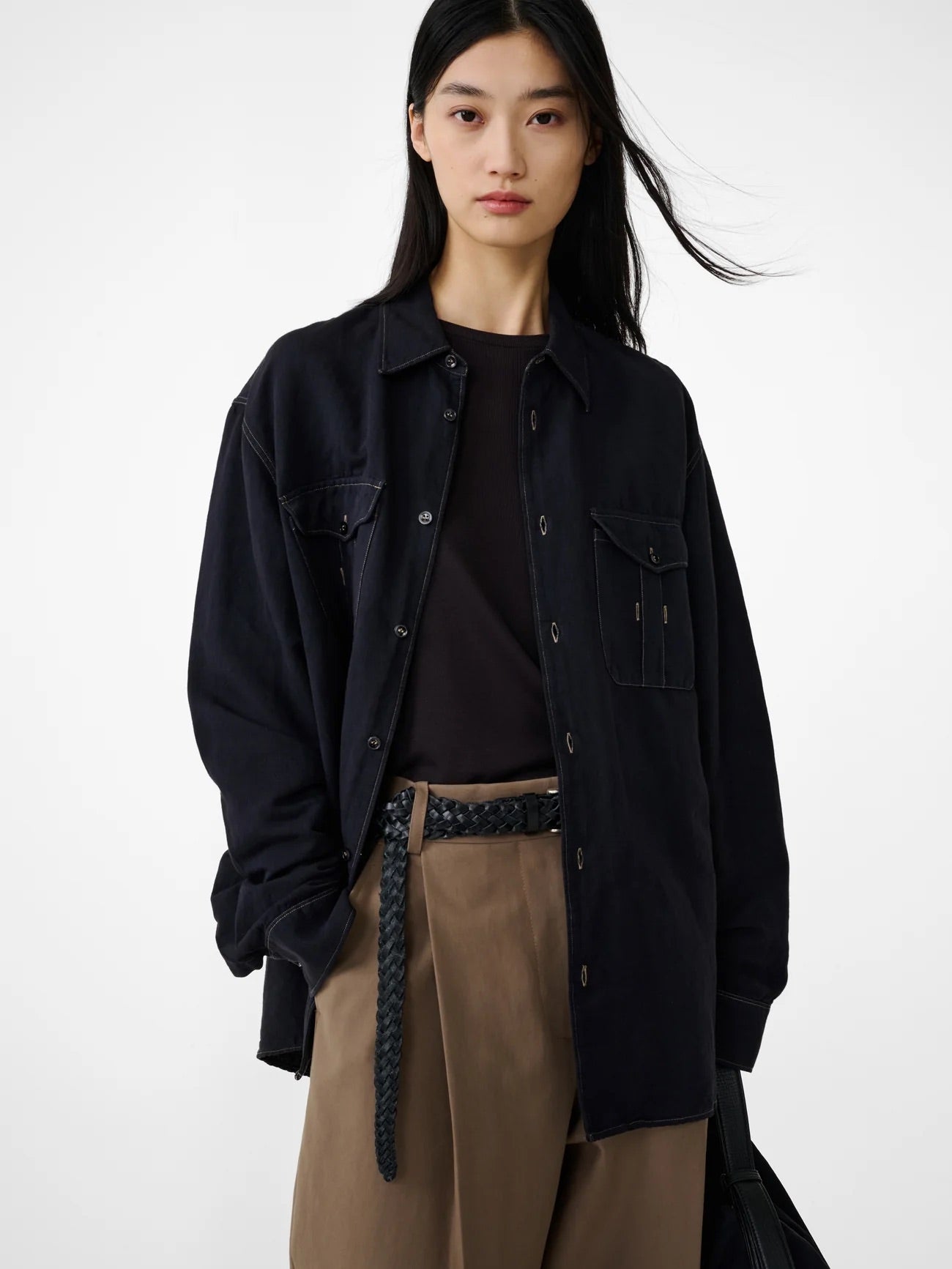 Louro Utility Pocket Shirt Black Grape