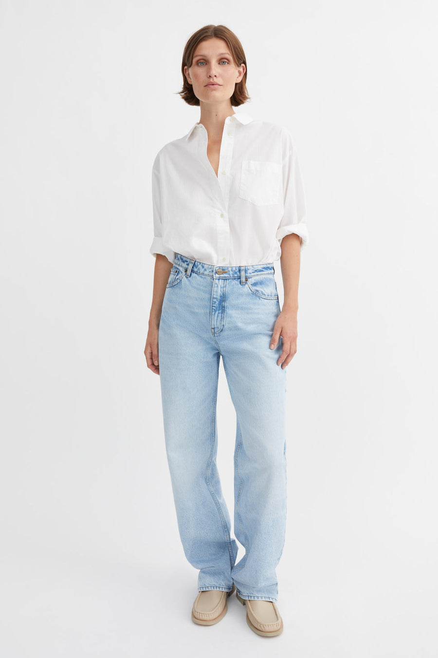 Maddy Straight Jeans Worn Light Blue