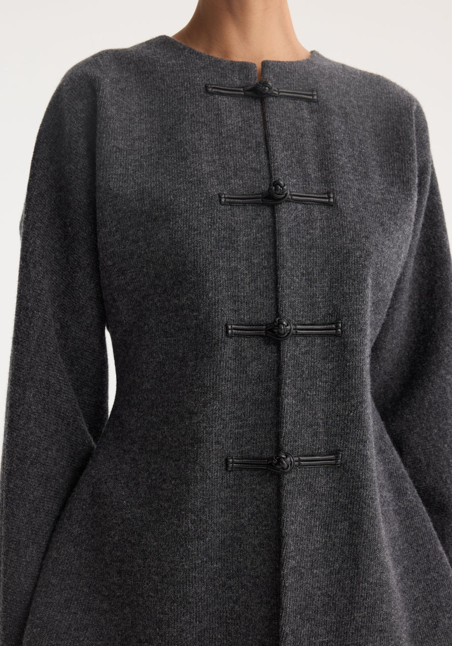 Mandarin Waisted Cardigan Mid Grey Melange