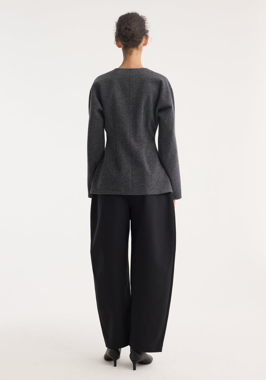 Mandarin Waisted Cardigan Mid Grey Melange