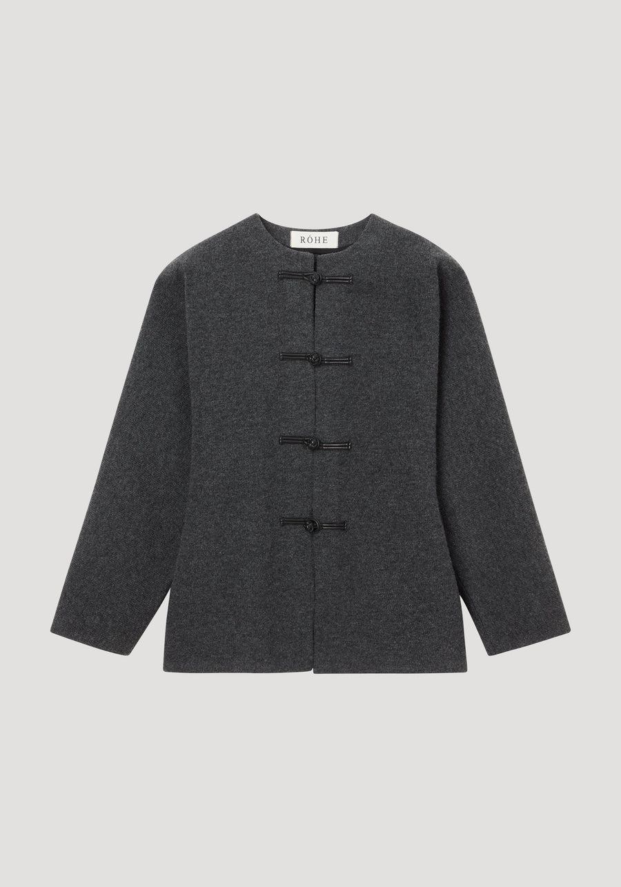 Mandarin Waisted Cardigan Mid Grey Melange