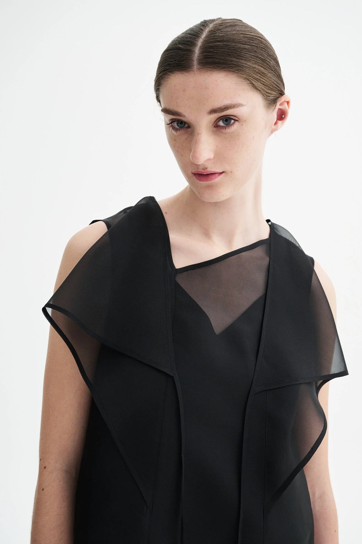 Bren Silk Organza Top - Black Quartz
