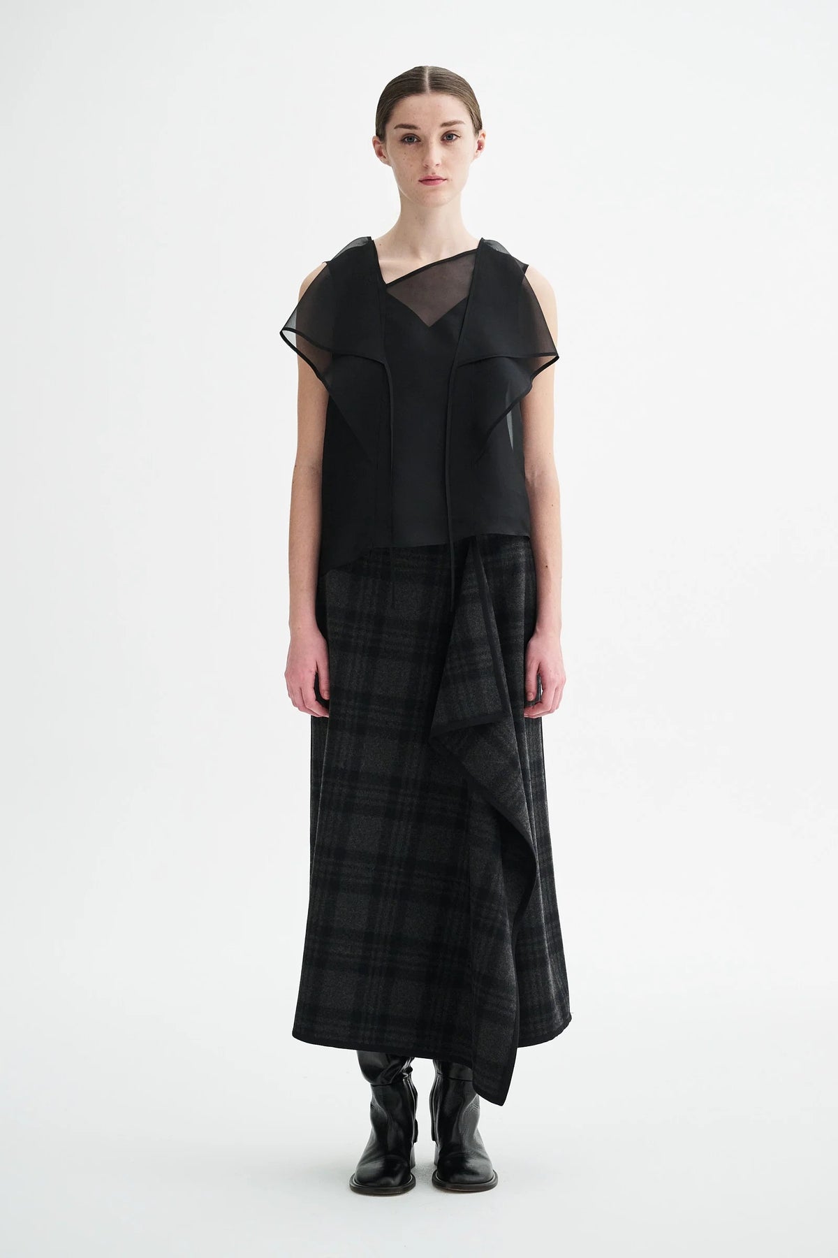 Bren Silk Organza Top - Black Quartz