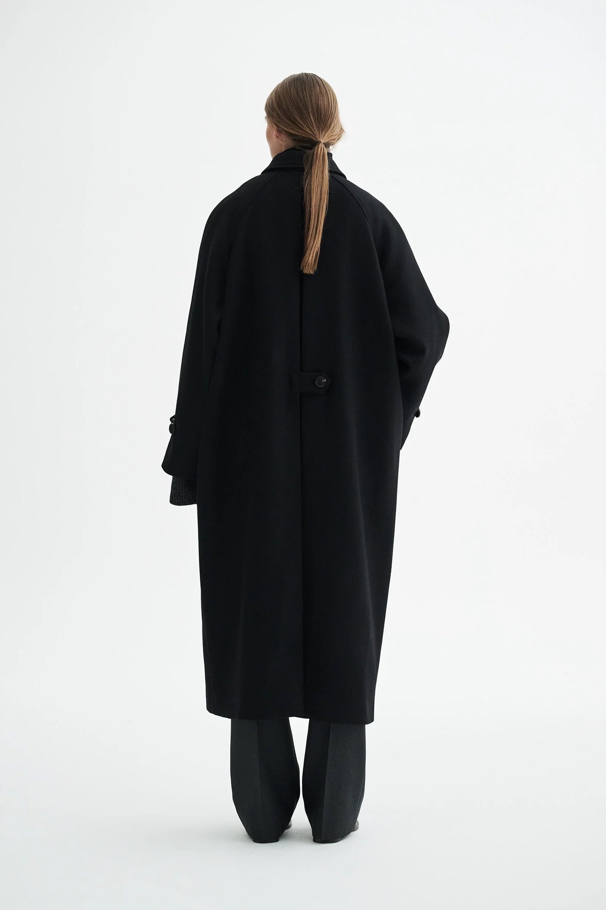 Caro Two Layered Wool Coat - Black