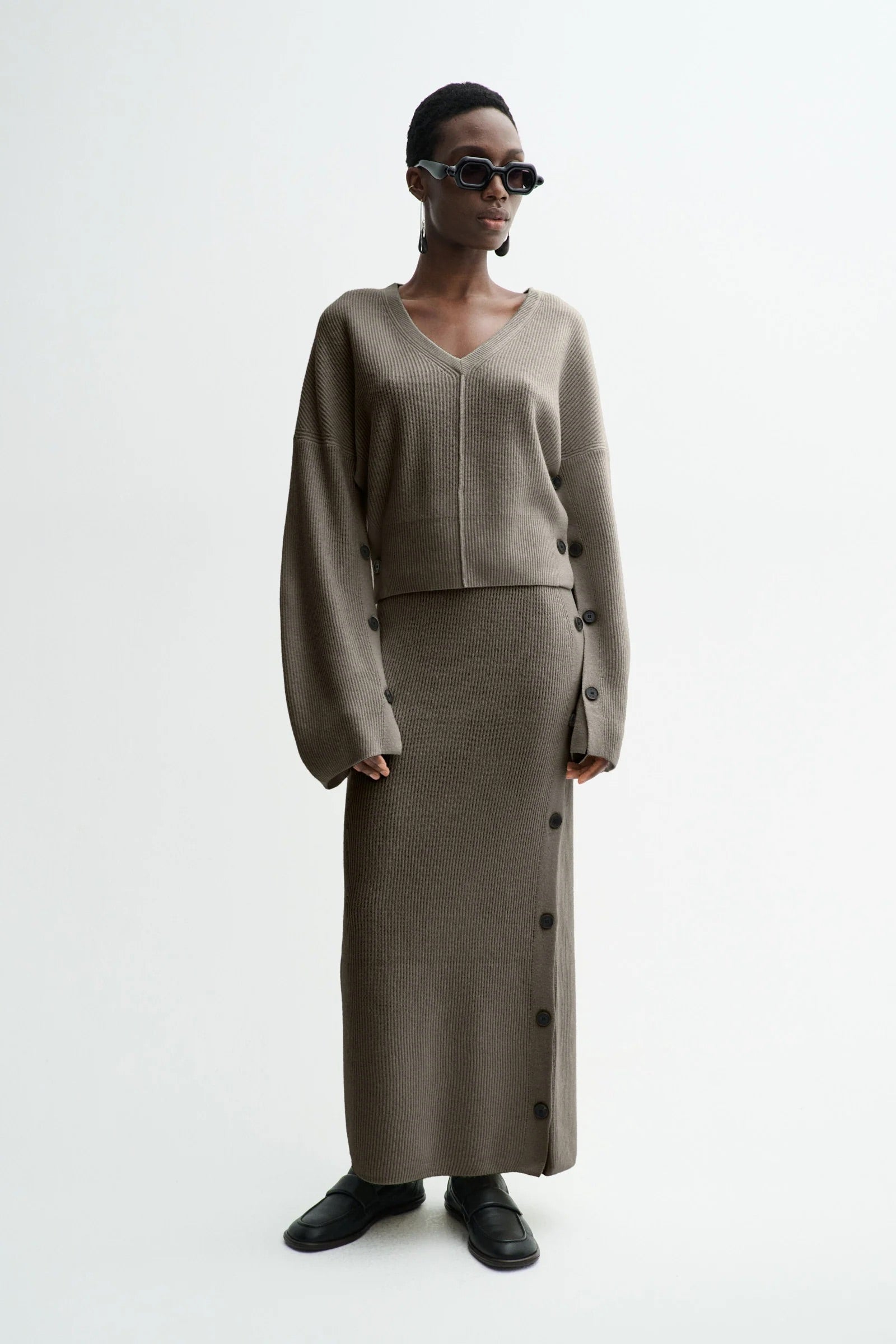 Kelia Silk Yak Sweater - Brown Melange