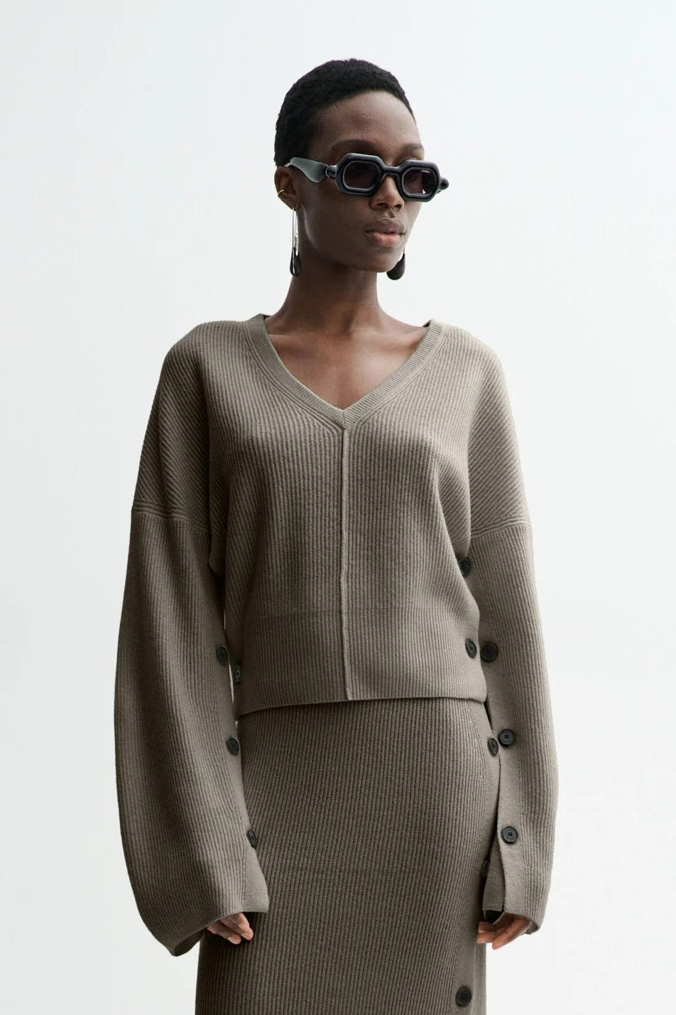 Kelia Silk Yak Sweater - Brown Melange