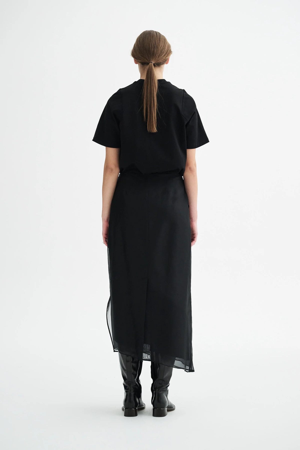 Niri Silk Organza Skirt - Black Quartz
