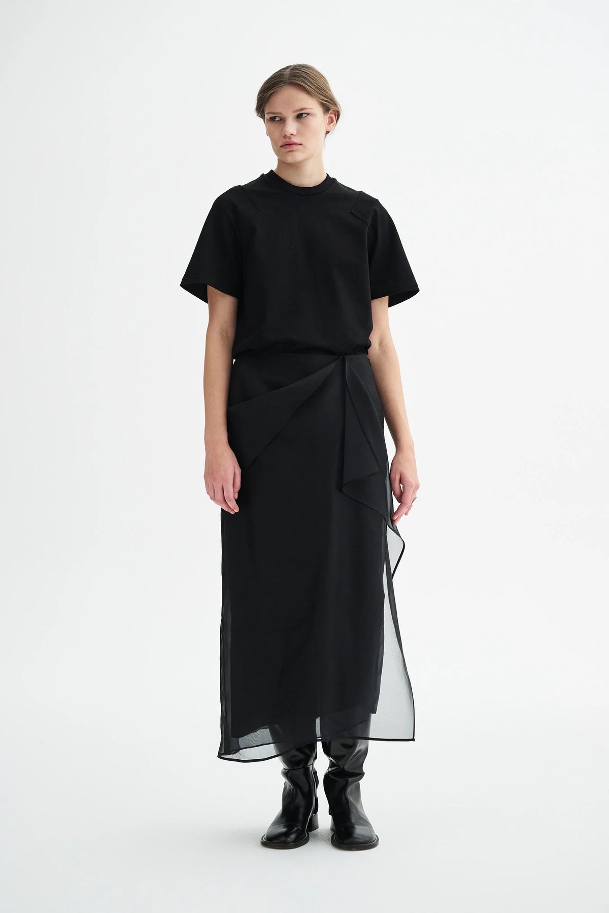 Niri Silk Organza Skirt - Black Quartz