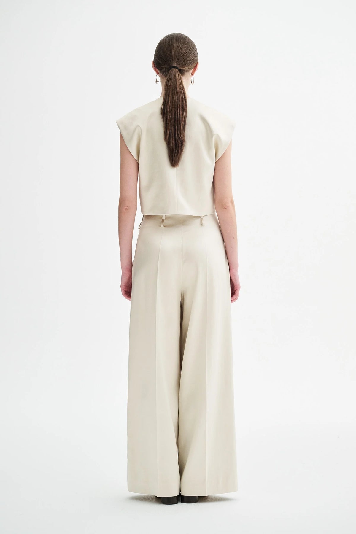 Tadao Atelier Shiny Cotton Mix Top - Metalic Cream