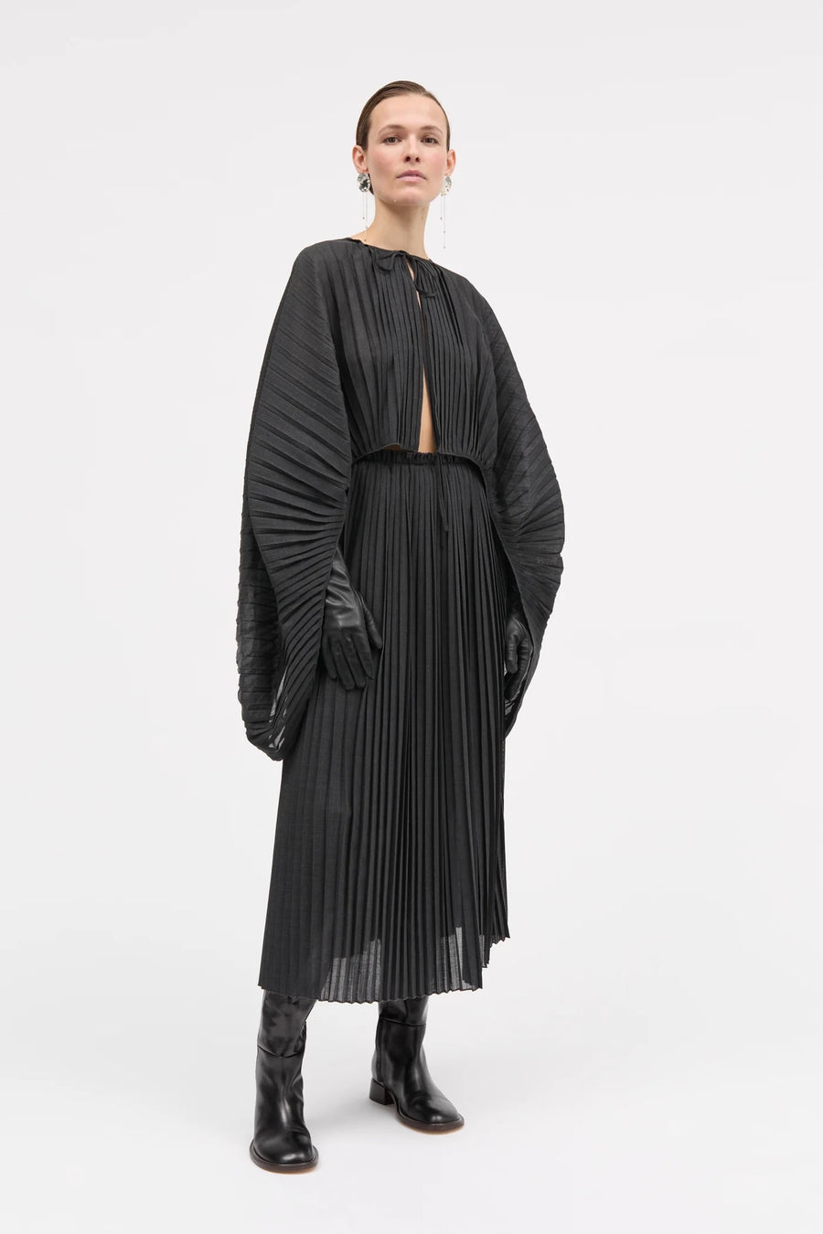 Nadja Atelier Small Plissé Skirt Dark Grey Melange