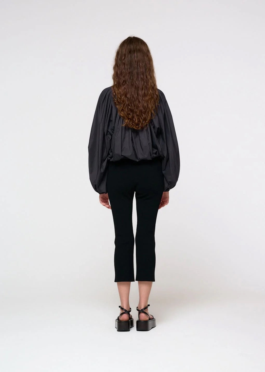 Nylon Shirring Jumper - Charcoal