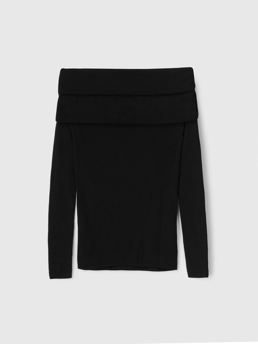 Off Shoulder Knit Top Jet Black