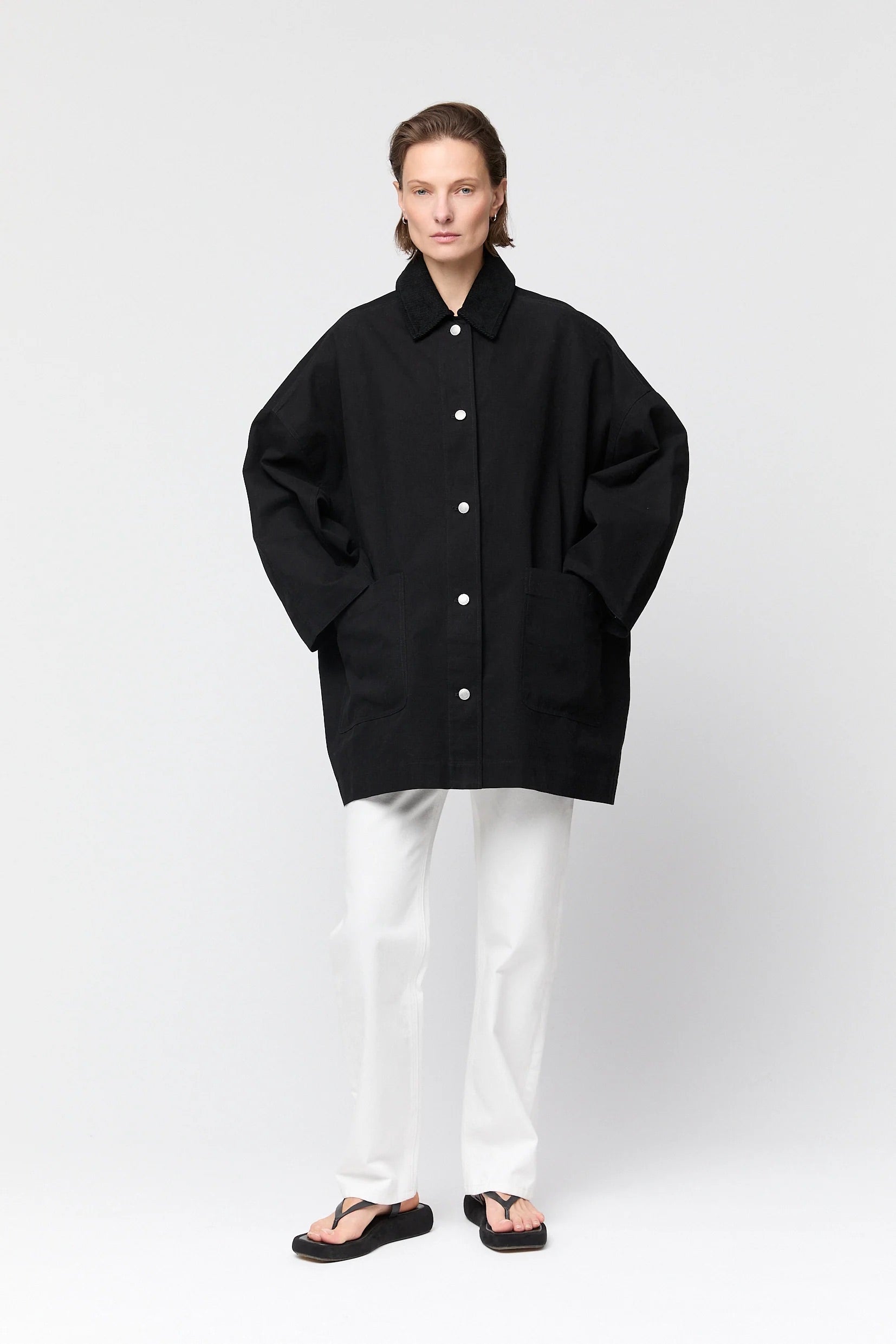 Oversized Canvas Jacket - Jet Black