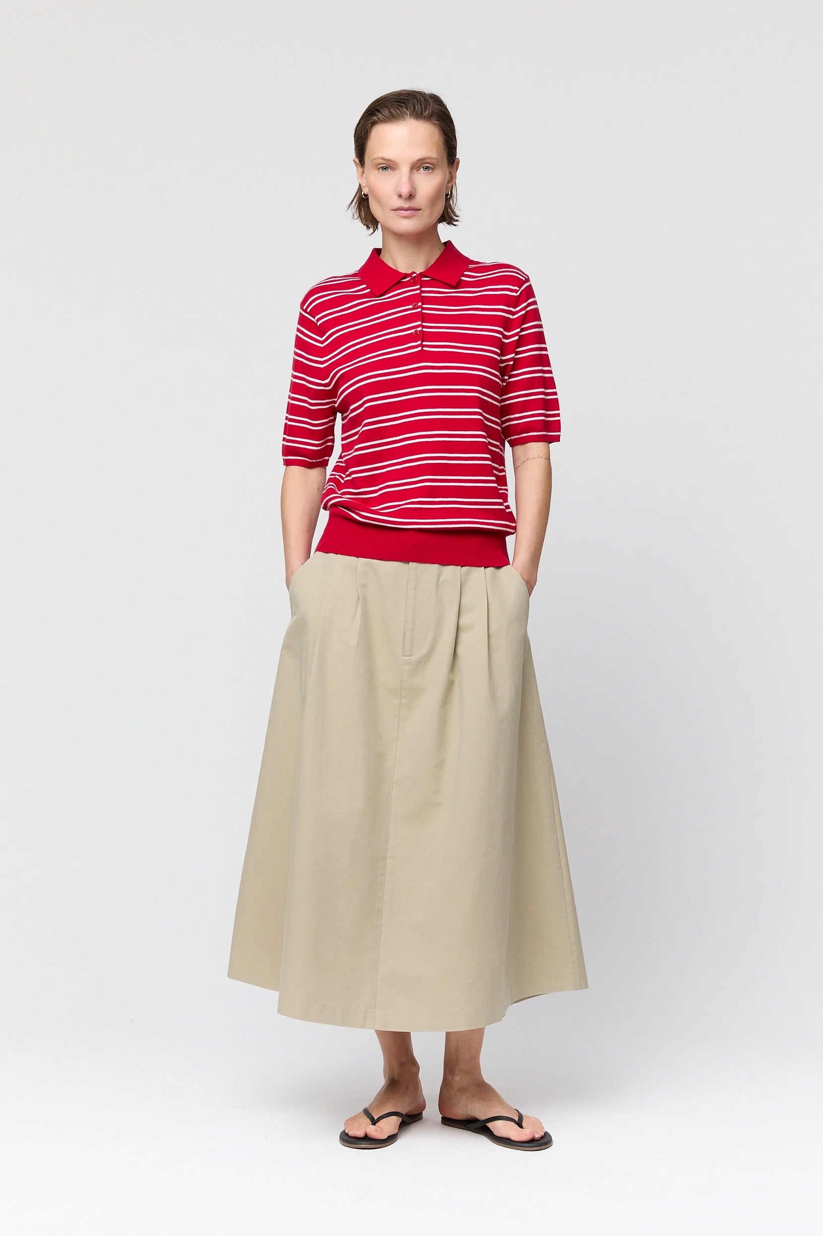 Poet Pleat Skirt - Khaki