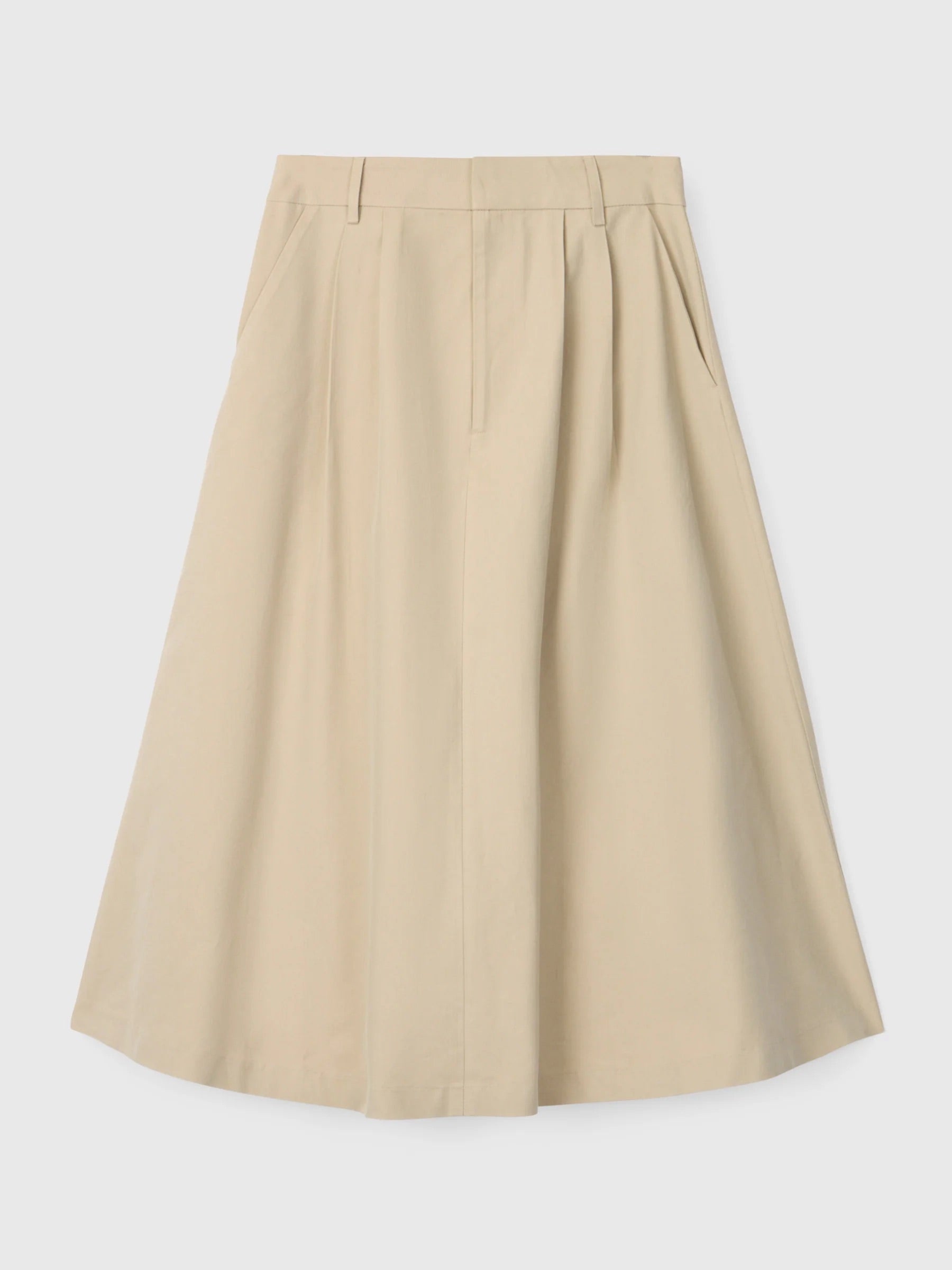 Poet Pleat Skirt - Khaki