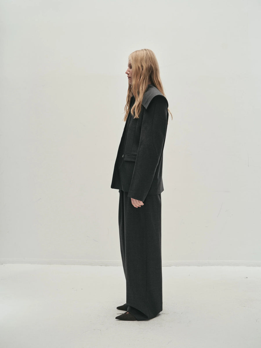 Portia Big Collar Blazer Grey
