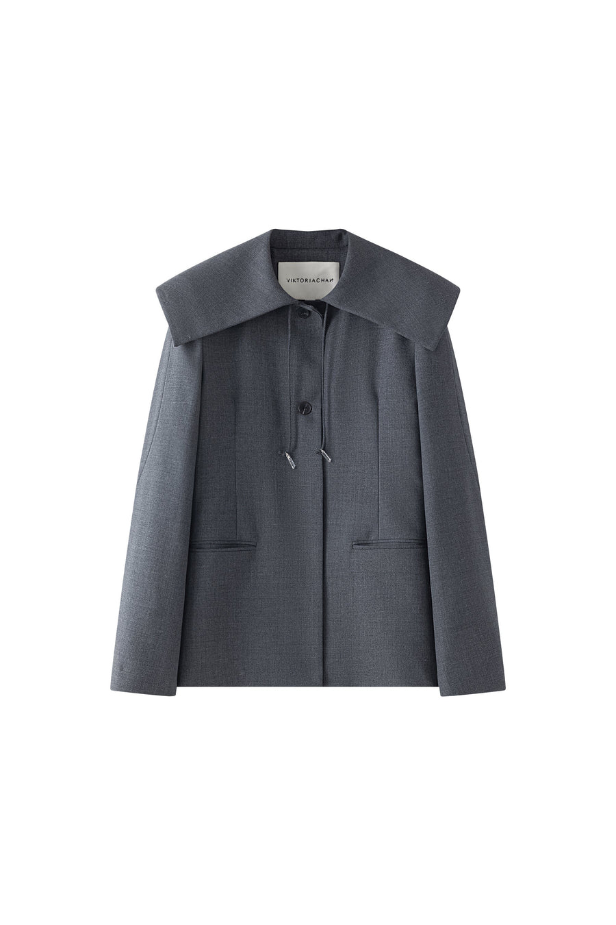 Portia Big Collar Blazer Grey