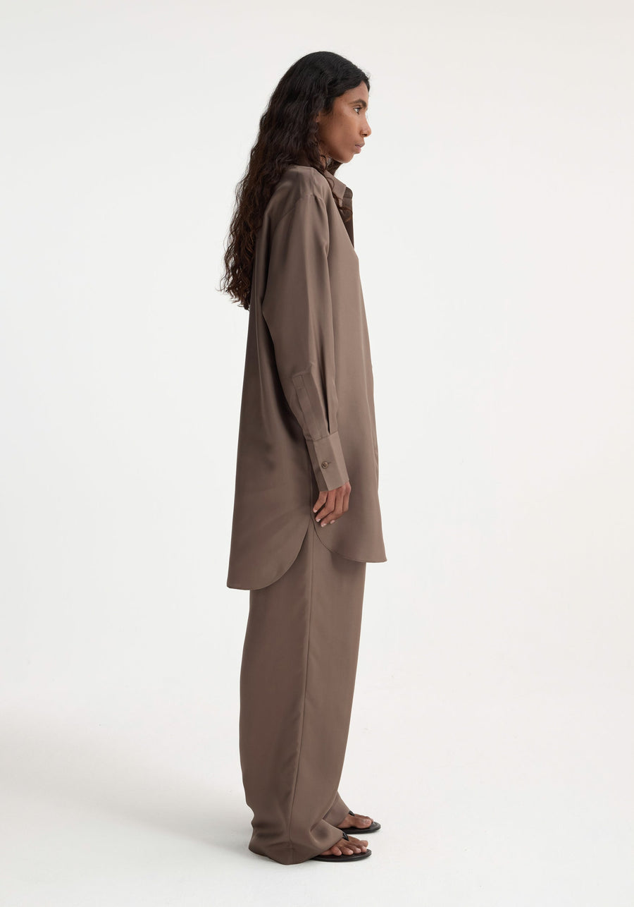 Relaxed Silk Trousers Taupe