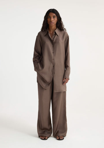 Relaxed Silk Trousers Taupe