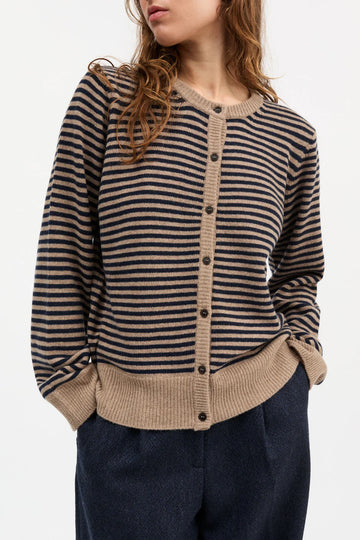 Senna Cardigan Brown/Navy Stripes