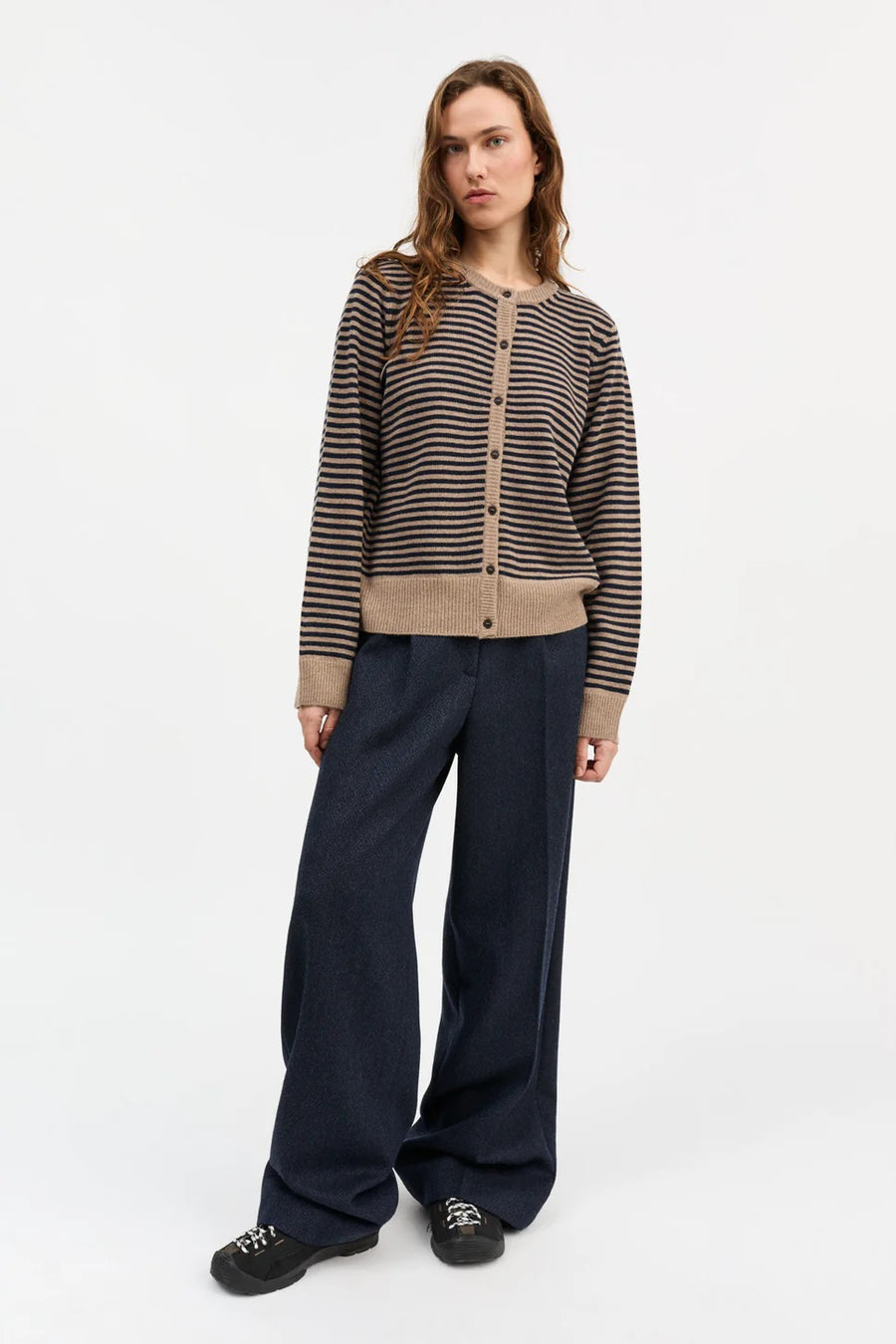 Senna Cardigan Brown/Navy Stripes