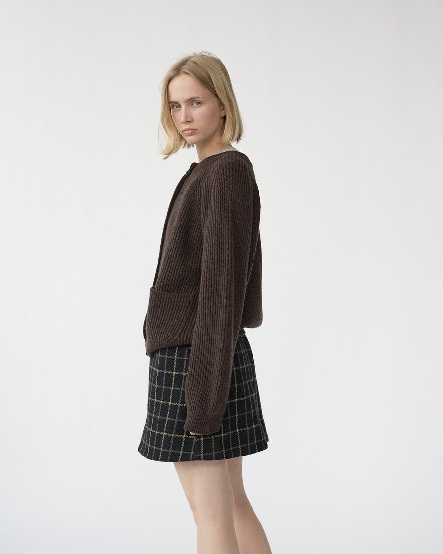Shetland Wool Cardigan Brown