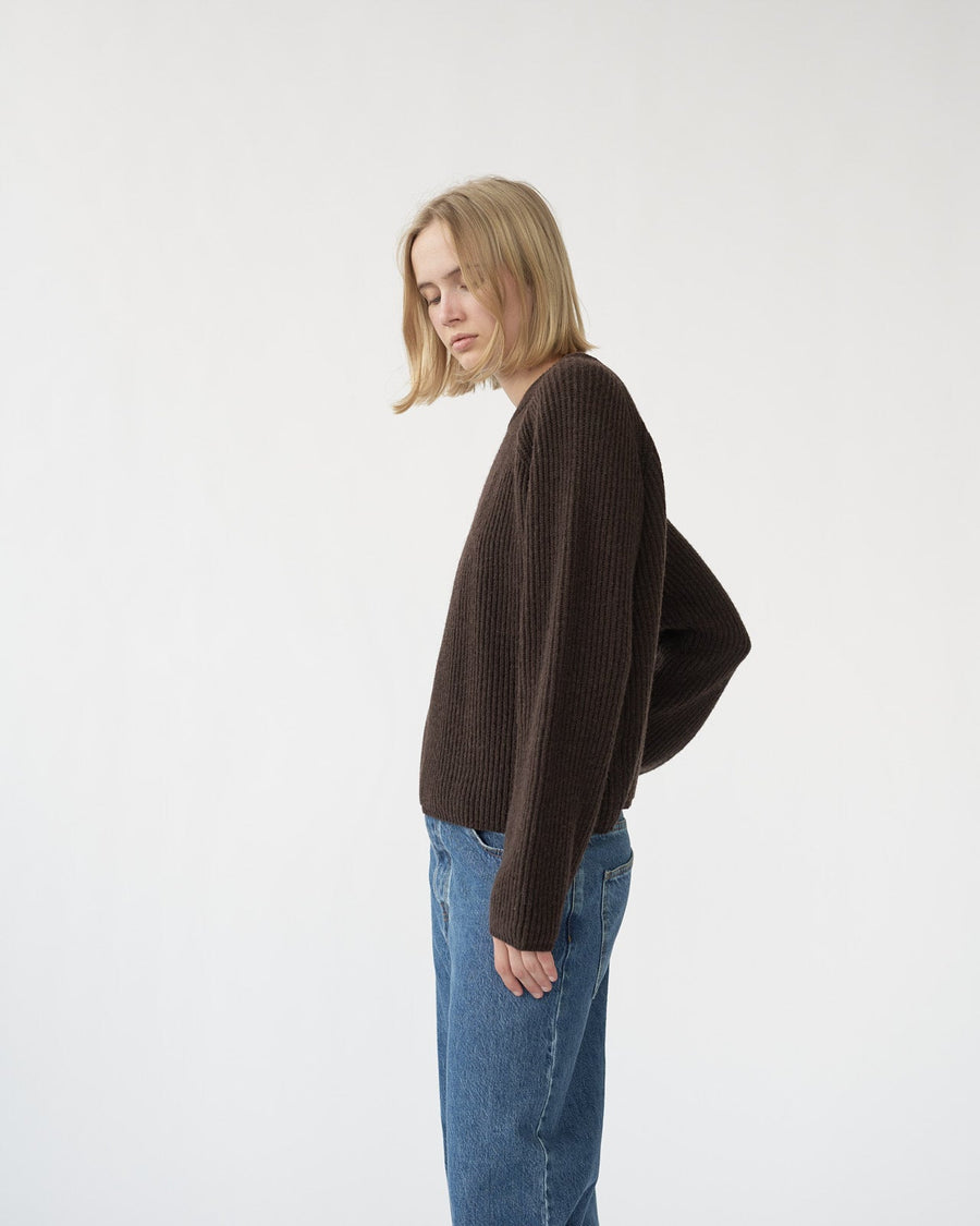Shetland Wool Jumper Brown