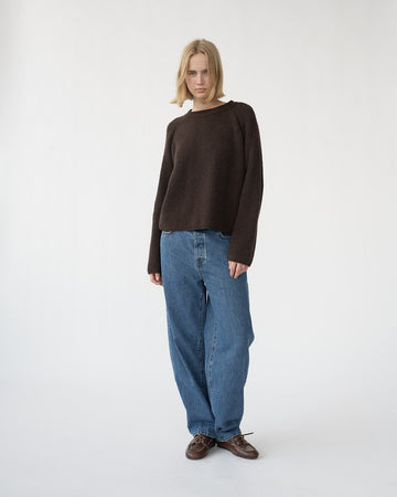 Shetland Wool Jumper Brown