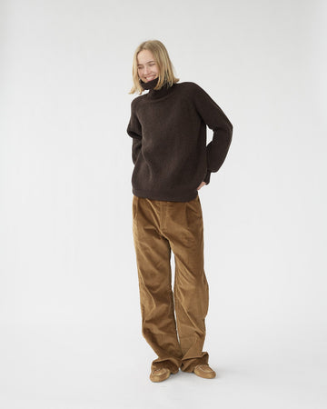 Shetland Wool Turtleneck Brown
