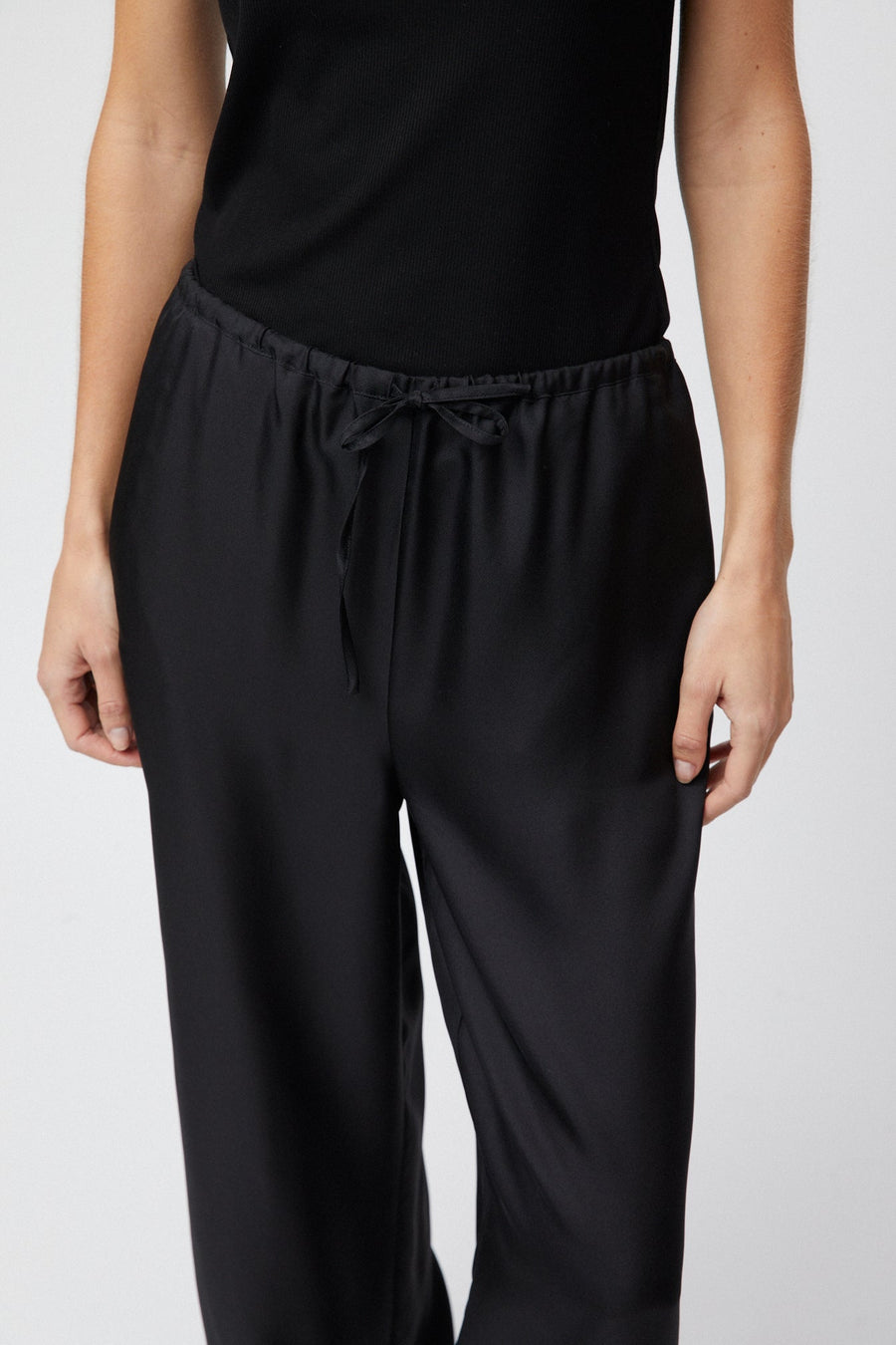 Silk Twill Siena Trousers Jet Black – ensemble1