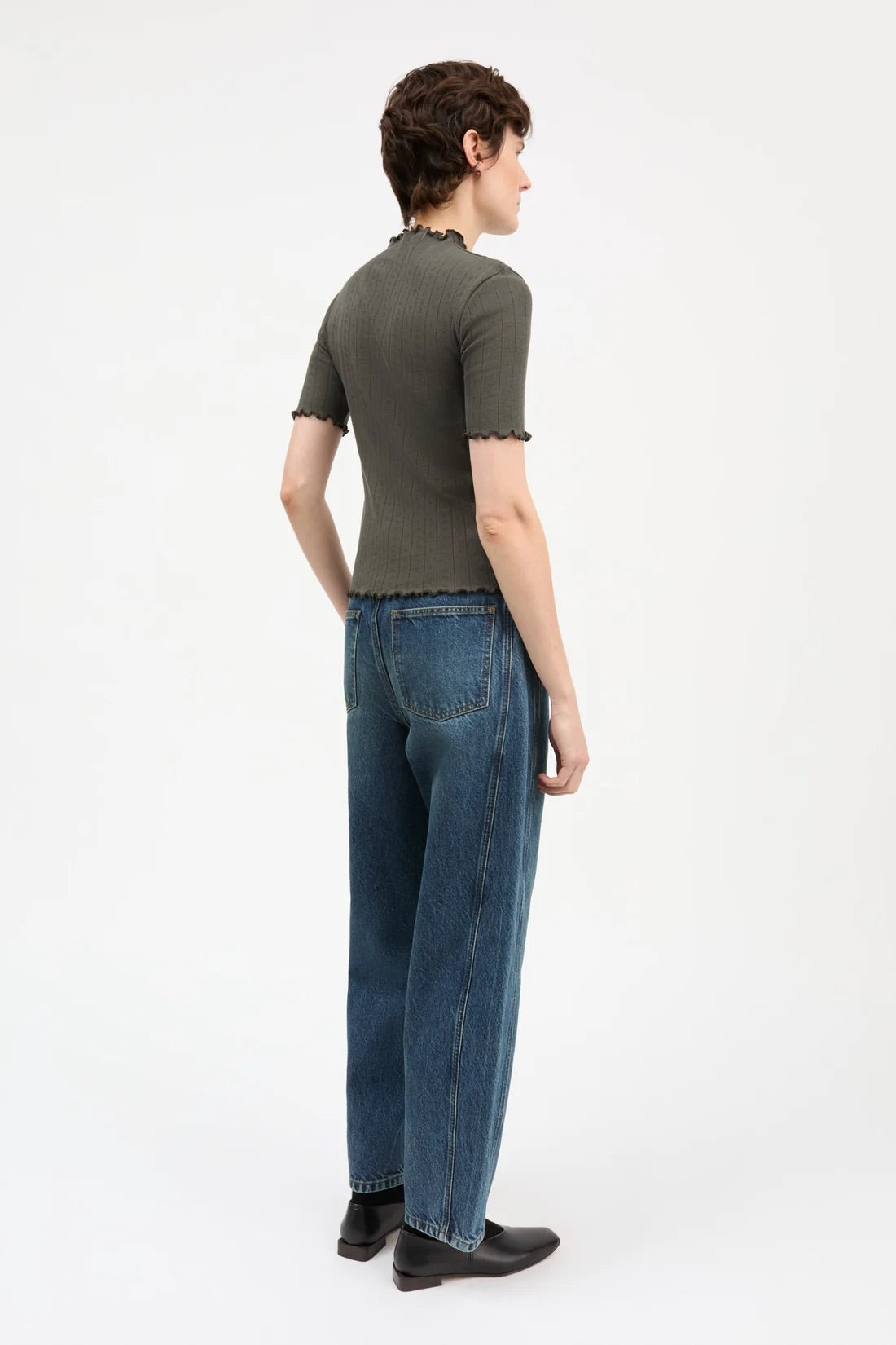 Edie T-Neck Tee - Dark Green