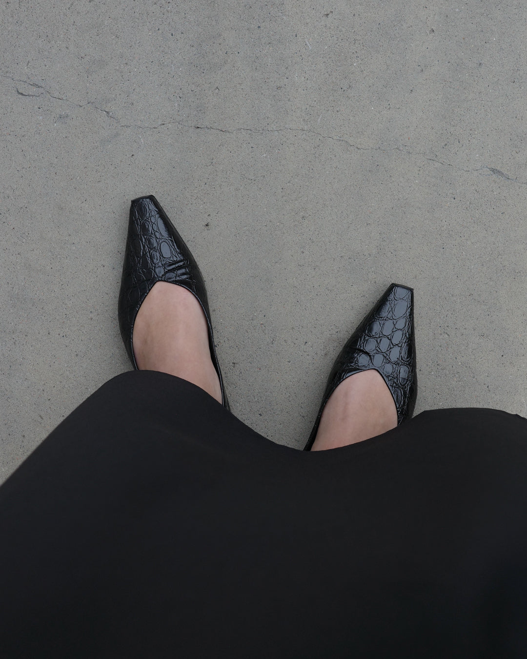 Pointy Flat - Croco Black