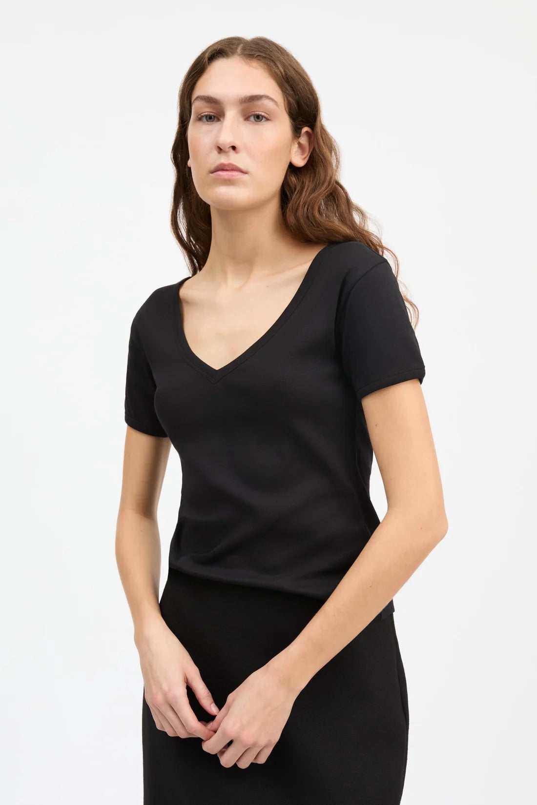 Seventies V-Neck Tee - Black