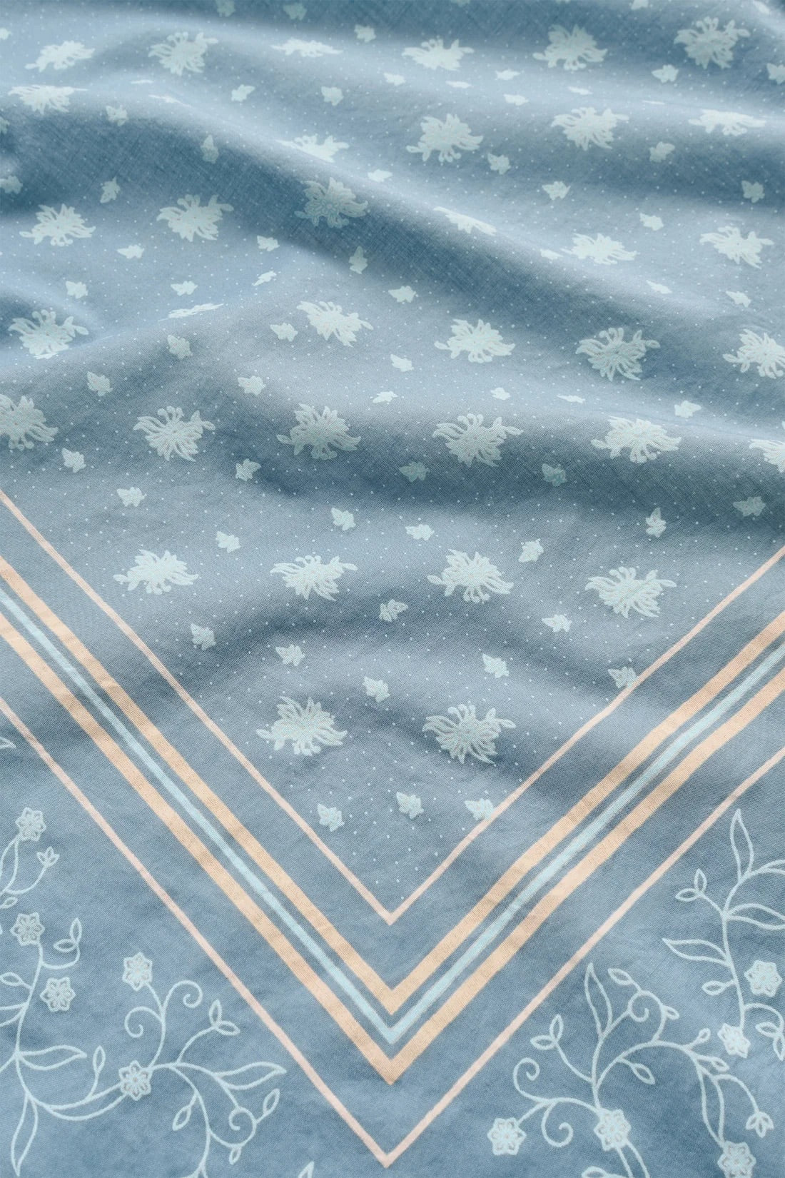 Skall Classic Scarf 90x90 - Stormblue / Beige