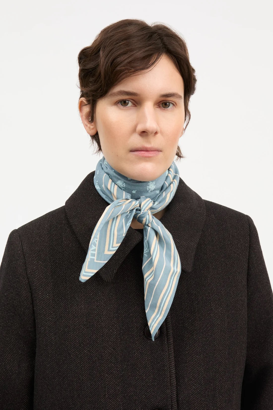 Skall Classic Scarf 90x90 - Stormblue / Beige