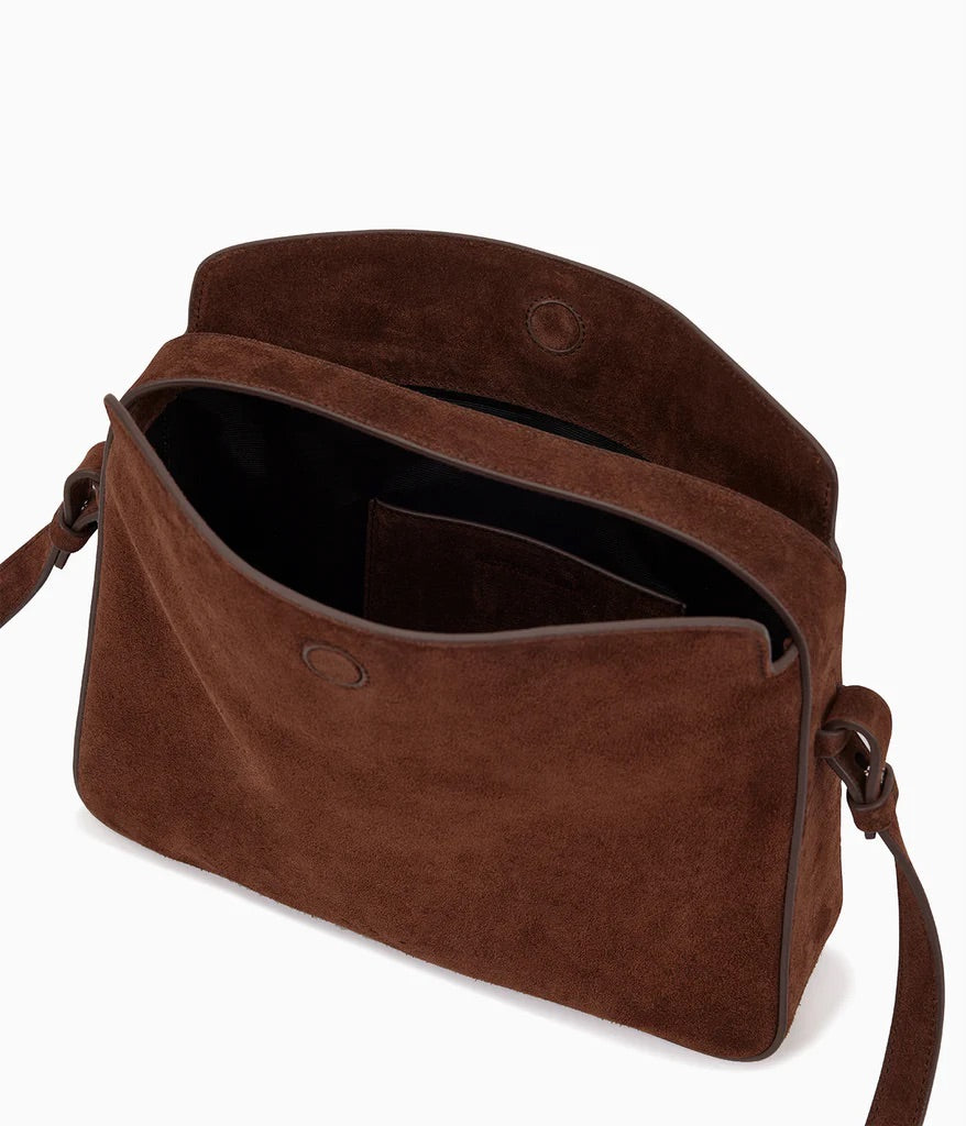 Soft Baguette Crossbody Suede Cocoa