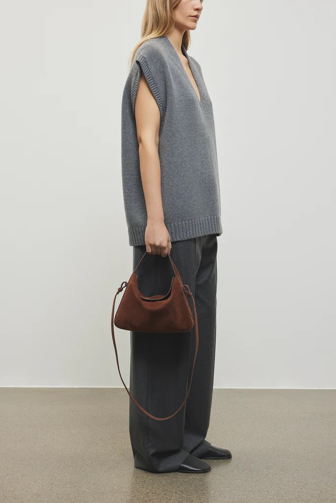 Soft Baguette Crossbody Suede Cocoa