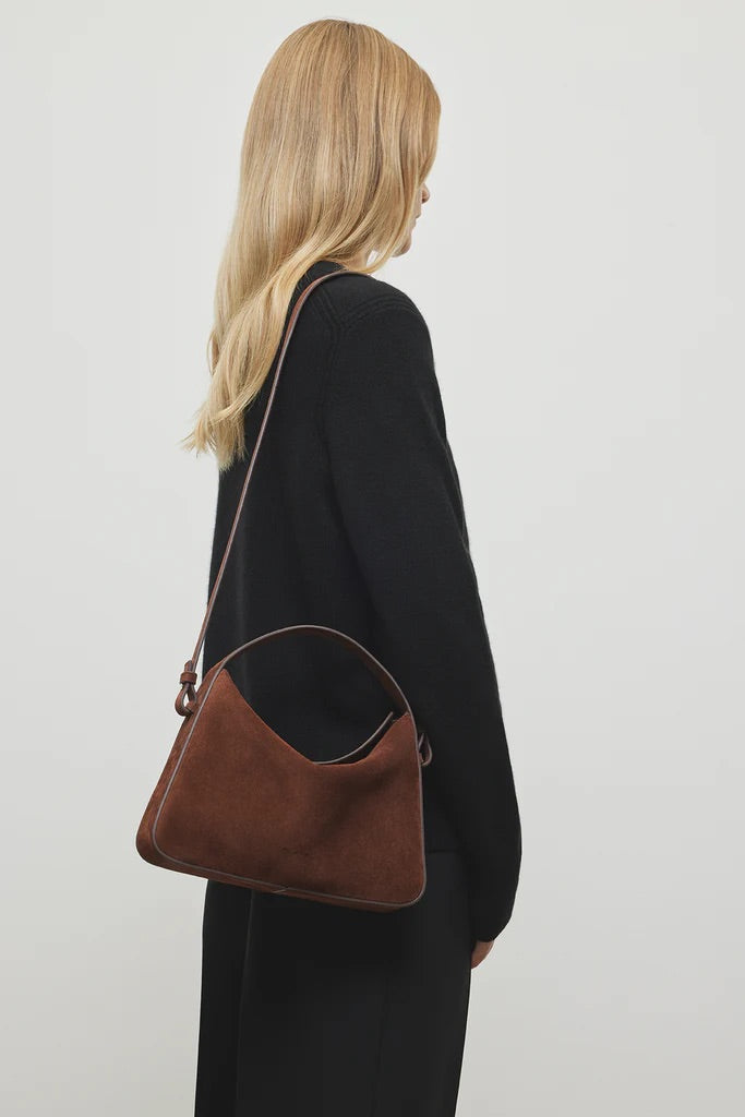 Soft Baguette Crossbody Suede Cocoa