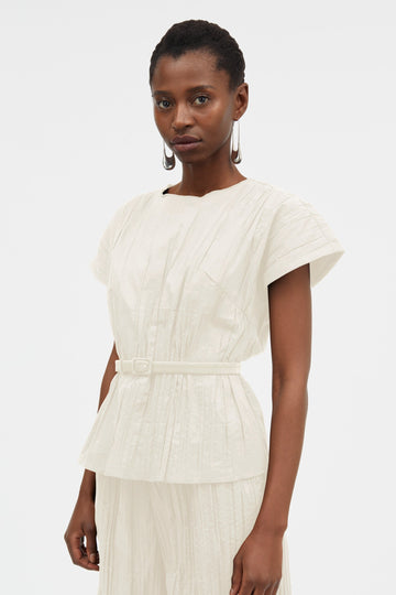 Tine-Atelier Pleated Cotton Top Babys Breath