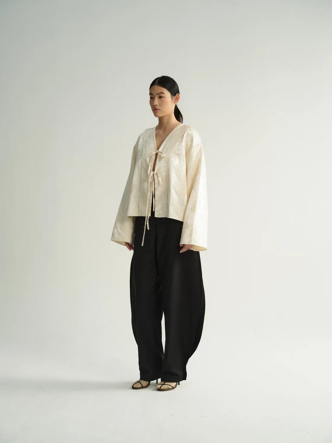 Cleo Jaquard Blouse - Ivory