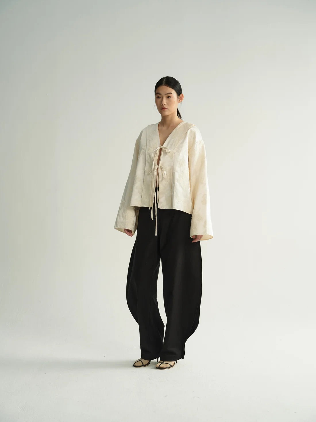 Cleo Jaquard Blouse - Ivory