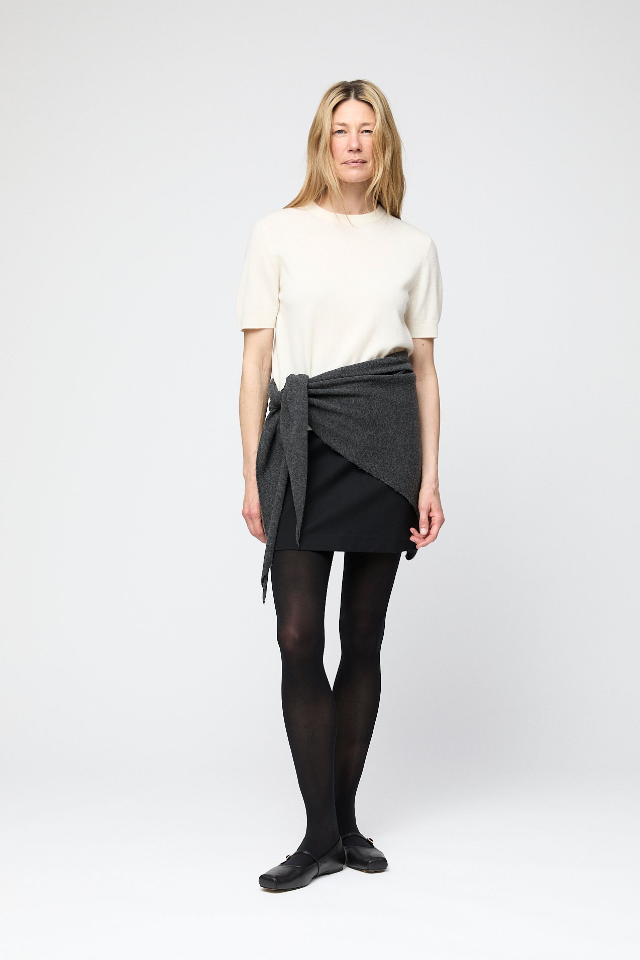 Wool Twill Straight Skirt Jet Black
