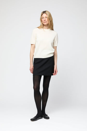 Wool Twill Straight Skirt Jet Black